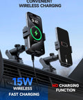 Wireless Car Charger 15W Auto Clamping With 360 Degree Rotating Phone Holder And 3 In 1 Dash Windshield Air Vent Mount on dashboard