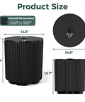 Outdoor Umbrella Stand With Hole And Water Bladder Base, Fluted Vertical Ribbed Design, size dimensions illustration