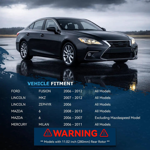 Beefed Up Front And Rear Disc Brake Kit With 11.02 Inch Rear Rotors And Ceramic Pads For Ford Fusion Lincoln MKZ Mazda 6