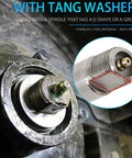 Close-up of Two Heavy Duty Bearing Kits For 2000-2200 Lb Boat Trailer Axle with DT8 spindle showing tang washer attachment
