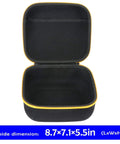Open Hard Travel Case For Dewalt 20V Max Orbital Sander DCW210B Case Only with yellow zipper, shown empty with dimensions.