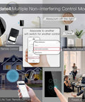 WiFi Smart Wall Light Switch With Glass Panel 3 Way Multi Control 2.4GHz Touch Switches Neutral Wire Required Remote Control Via Smart Life Tuya App Works With Alexa And Google Home Black 4 Gang multiple control modes