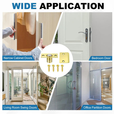 Magnetic Door Ball Catch 8 Pack For Top Of Doors And Invisible Cabinets Adjustable Closet Magnetic Door Latch with Gold Finish