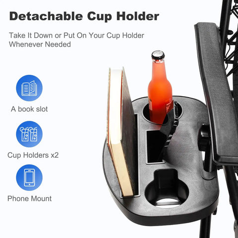 Set Of Two Adjustable Zero Gravity Relaxing Patio Chairs With Steel Mesh Frame Lockable Reclining System Pillow And Cup Holder