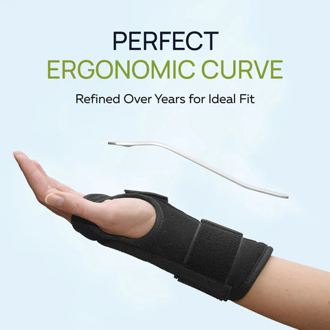Ergonomic curve of metal splint in Carpal Tunnel Wrist Brace With Two Straps And Metal Splint Stabilizer For Tendinitis And Arthritis Pain Relief
