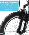 Front suspension fork of Kids Mountain Bike 20 Inch With 7 Speed Drivetrain, Front Suspension Fork And Disc Brakes, Easy To Ride For Ages 5 10.