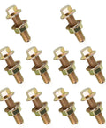10 Piece Car Flange Bolts Kit M8 Flange Bolts High Carbon Steel Rustproof Hex Nut Screws Gold Finish displayed