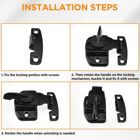 Installation steps for Heavy Duty Metal Spring Align And Lock Connectors for Dining Tables with black locking mechanisms.