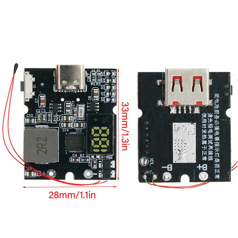 Bidirectional 22.5W Fast Charging Power Module With Digital Display For USB Devices Dope Auto Detect Current Safe Efficient Quick Charge Board For DIY Electronics Projects And Engineering Mockups showing front and back view
