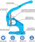 Heavy Duty Hand Press Grommet Machine Kit With 5 Dies And 300 Grommets And Eyelet Punch Tool Durable Aluminum Body Portable