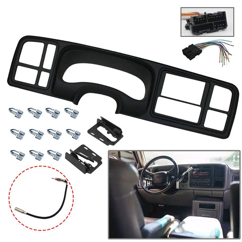 Double Din Dash Kit With Wiring Harness And Antenna Adapter For 1999 To 2002 GM Full Size Trucks And SUVs Silverado Sierra