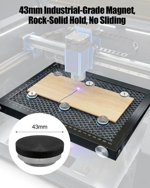 Laser Cutter Riser Set With Half Inch Precision Lift, 43mm Heavy Duty Magnet, Clear Acrylic Spacer And Metal Knurled Nut