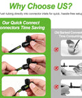 Hands showing how to use Thirty Piece Quick Connect Drip Irrigation Tee Fittings Kit For One Quarter Inch Tubing Universal Three Way Tee Connectors