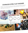 600 Piece Stainless Steel Washer Kit For Automotive, Construction And Industrial Use With Lock Gaskets And Split Washers Built To Last, High Conductivity, Rust Resistant, Easy To Install, Prevents Loosening. Stainless steel flat washers for auto, tools, and machinery.