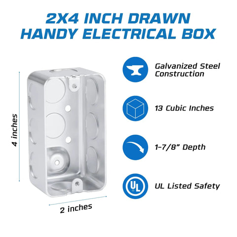 Pro Grade Heavy Duty Electrical Junction And Outlet Box Set Eight Pack With Dual Depth 4x4 And 4x2 Metal Boxes Four 1.5 In Deep 21 Cu In Junction Boxes And Four 1.875 In Deep 13 Cu In Outlet Boxes Industrial Grade Kit For Wiring Projects 4x2 steel box