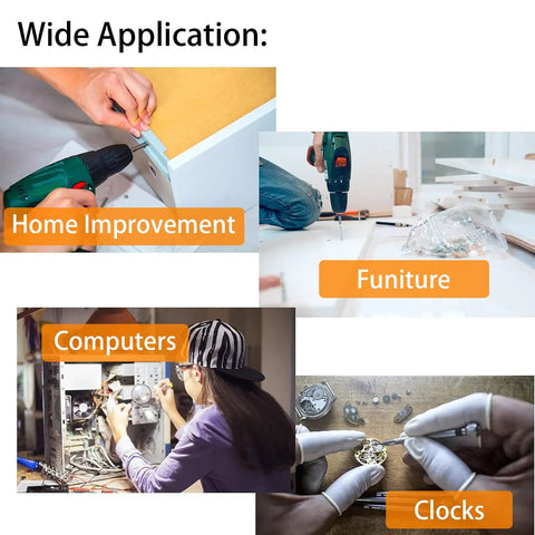 Applications of 304 Stainless Steel Metric Micro Screws And Nuts Set in home improvement, furniture, computers, and clocks.