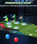 Kids Golf Putting Mat 7.8 Ft With LED Light Up Holes Glowing Balls Two Clubs Indoor Outdoor Toy Golf Game