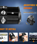 Close-up of adjustable mount for Led Light Bar Set 12 Inch 300W Triple Row Spot Flood Combo, showing installation steps.