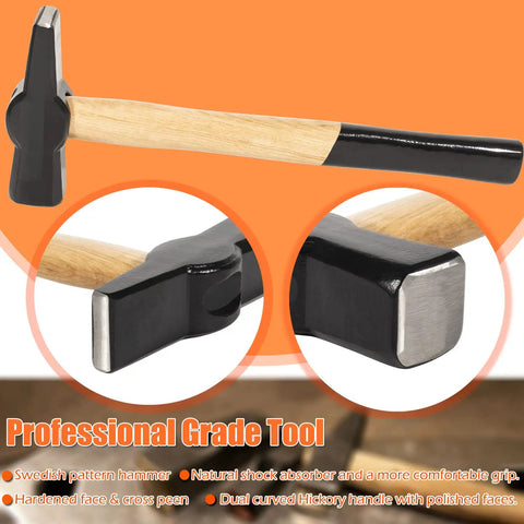 Forging Tools Kit For Knife Making Starter Set With Heavy Duty Hammer featuring Swedish pattern, steel head, wooden handle