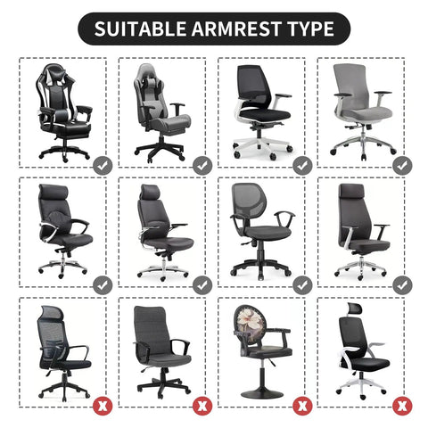Image showing different office chair types to illustrate suitability for Stretchable Water Resistant Jacquard Armrest Covers.