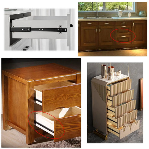 Heavy Duty Ball Bearing Cabinet Drawer Slides Smooth Glide Kitchen Hardware Rails Built Tough Cold Rolled Steel in wooden furniture.