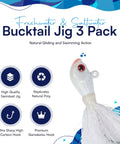 Bucktail Jigs 3 Pack Hand Tied Fishing Lures For Saltwater And Freshwater High Quality Swimbait Jig White 1 oz
