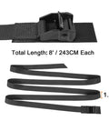 Adjustable Cam Buckle Tie Down Straps 1.5 Inch By 8 Feet Heavy Duty Nylon Lashing Straps showing buckle and strap length.