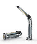 Rechargeable Magnetic Work Light With 4000mAh Battery, 1200 Lumens, Hook Design, compact foldable design, shown in standing position