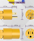 Electrical Replacement Plug And Connector Set For Extension Cords Built To Last, NEMA 5-15P And 5-15R, dimensions diagram