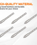 Pro Grade Field Points Archery Tips 85 100 120 Grain For 4.2mm ID Shafts Pack Of 12 Stainless Steel Arrow Points shown at angle