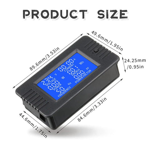 Two Pack AC Current Voltage Amperage Power Energy Panel Meter 80 To 260V 100A LCD Digital Ammeter Voltmeter dimensions