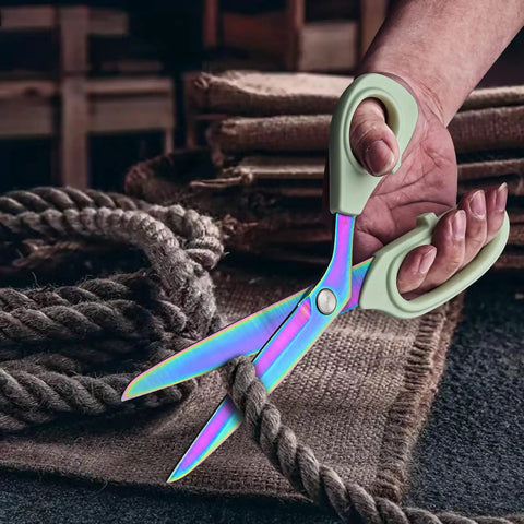 Heavy Duty Fabric Scissors With Titanium Coated Stainless Steel Blades For Leather Sewing And Tailoring 9.8 Inch Multi Purpose Shears That Cut Over 20 Layers Of Fabric With Comfortable Ergonomic Handles For All Your Crafting Projects. cutting rope fabric