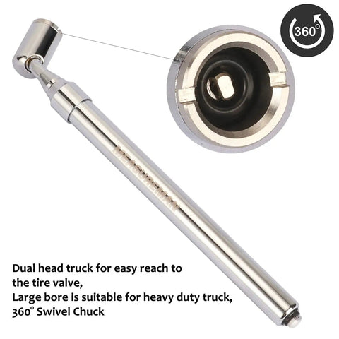 Heavy Duty Large Bore Dual Head Truck Tire Gauge With 360 Degree Swivel Chuck, Solid Brass Body And Aluminum Slide, Range 10 To 150 PSI, Precise Readout For Cars, Trucks, And Motorcycles Built To Last