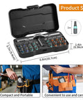 No-Brainer 24-In-1 Magnetic Ratchet Screwdriver Set with detachable handle in compact storage case, product size shown