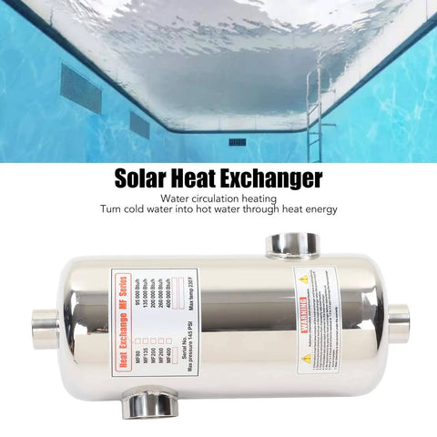 40KW Stainless Steel Pool Heat Exchanger For Spa And Solar Heating Heavy-Duty Swimming Pool Heater Corrosion-Resistant For Saltwater