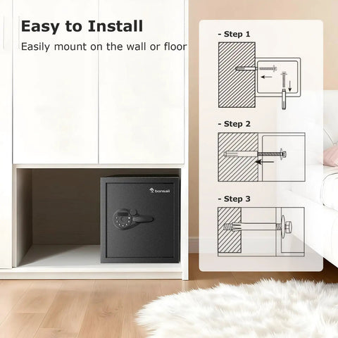 Installation guide for Boss Level Home Safe Box With Digital Keypad Lock 1.2 Cubic Feet Large