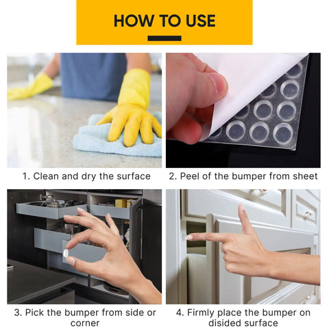 Clear Self Adhesive Cabinet Bumpers Pack Of 256 One Half Inch Rubber Pads For Drawers And Cupboards Easy Install How To Use