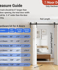 Guide for Bi Folding Sliding Barn Door Hardware Kit For Four Doors, 48 Inch Black Track, J Shape Rollers, without doors.