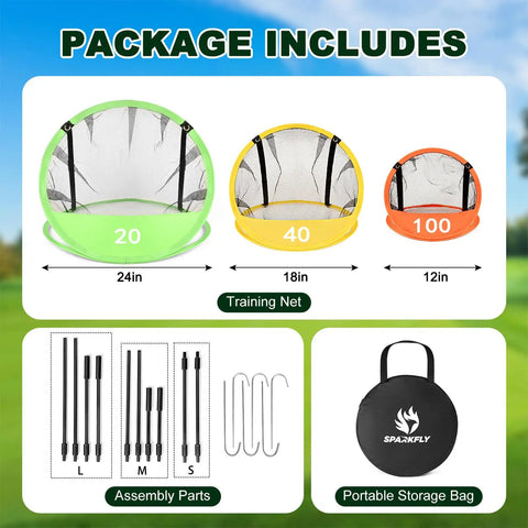 3-In-1 Golf Chipping Net Set With Pop-Up Practice Nets And Three Target Panels For Indoor And Outdoor Backyard Training