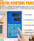Digital control panel of Automatic Digital Filling Machine With Precision Scale And Foot Pedal For Coffee Beans Seeds Powder Packaging.