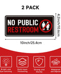 2 Pack No Public Restroom Signs Weatherproof Vinyl Stickers 10x4.1in Bold Black And Red Indoor Outdoor Use