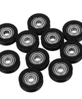 U Groove Track Guide Bearing Kit, 6x27x8 Nylon U Type Wheel With Internal Grease, Deep Groove Ball Bearing for Cabinet, Window, Mechanical Equipment, Smooth, Quiet Operation, Durable Nylon Coated Pulleys. 10 black nylon pulleys