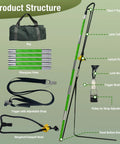 Arborist Slingshot Throw Line Rope Launcher With Trigger For Adults components, including fiberglass poles and steel y-pipe.