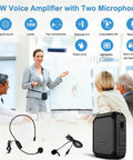 Bluetooth Voice Amplifier With Lapel Mic And Headset Microphone Pack, 18W IPX5 Waterproof Portable PA System in use during presentation