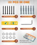 TV Mount Lag Bolt Kit With M8x70mm Lag Bolts, Washers, Heavy Duty Anchors, Allen Key, Bubble Level for Wood or Concrete Walls