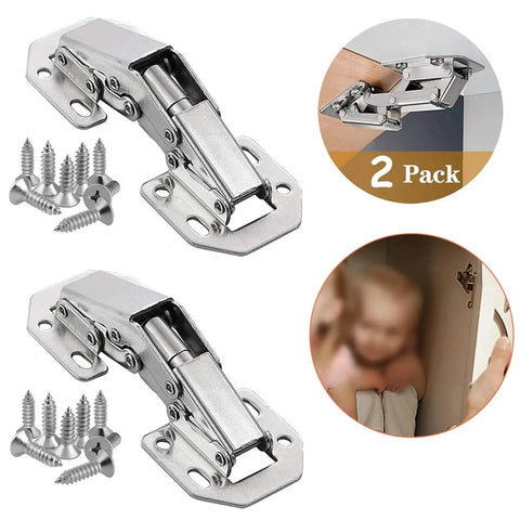 Stainless Steel Cabinet Hinge With Soft Close Hydraulic Damper Buffer For Smooth Door Action Durable Furniture Hardware 2-pack