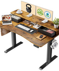 Standing Desk With Storage Drawers And Monitor Shelf For A Game Ready Office Setup Adjustable Height Computer Desk, brown 47.2 by 27.6 inches