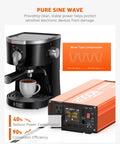 Heavy Duty 2000W Pure Sine Wave Inverter For RV And Truck Off Grid Solar Power On The Go 12V To 110V Converter with coffee maker