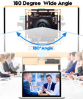 16MP Wide Angle USB Camera Module With 180 Degree Fisheye Lens for Linux Windows Android Mac, shown in a meeting setup