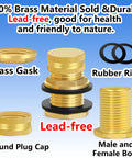 All Brass Garden Hose Bulkhead Fitting With Plug Half Inch Female NPT Three Quarter Inch Male GHT Thread for Tanks